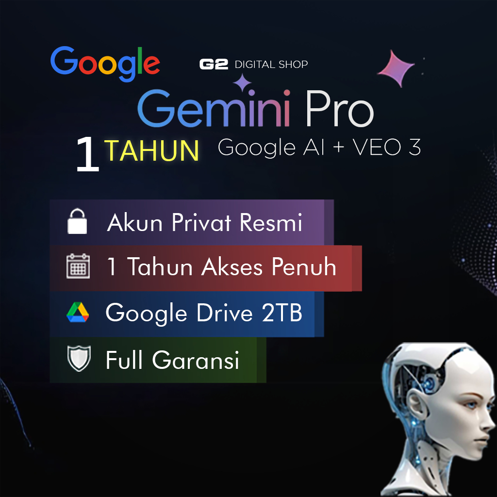 Jual Google AI Gemini Pro VEO 3 | 1 Tahun Resmi Akun Privat + Google ...