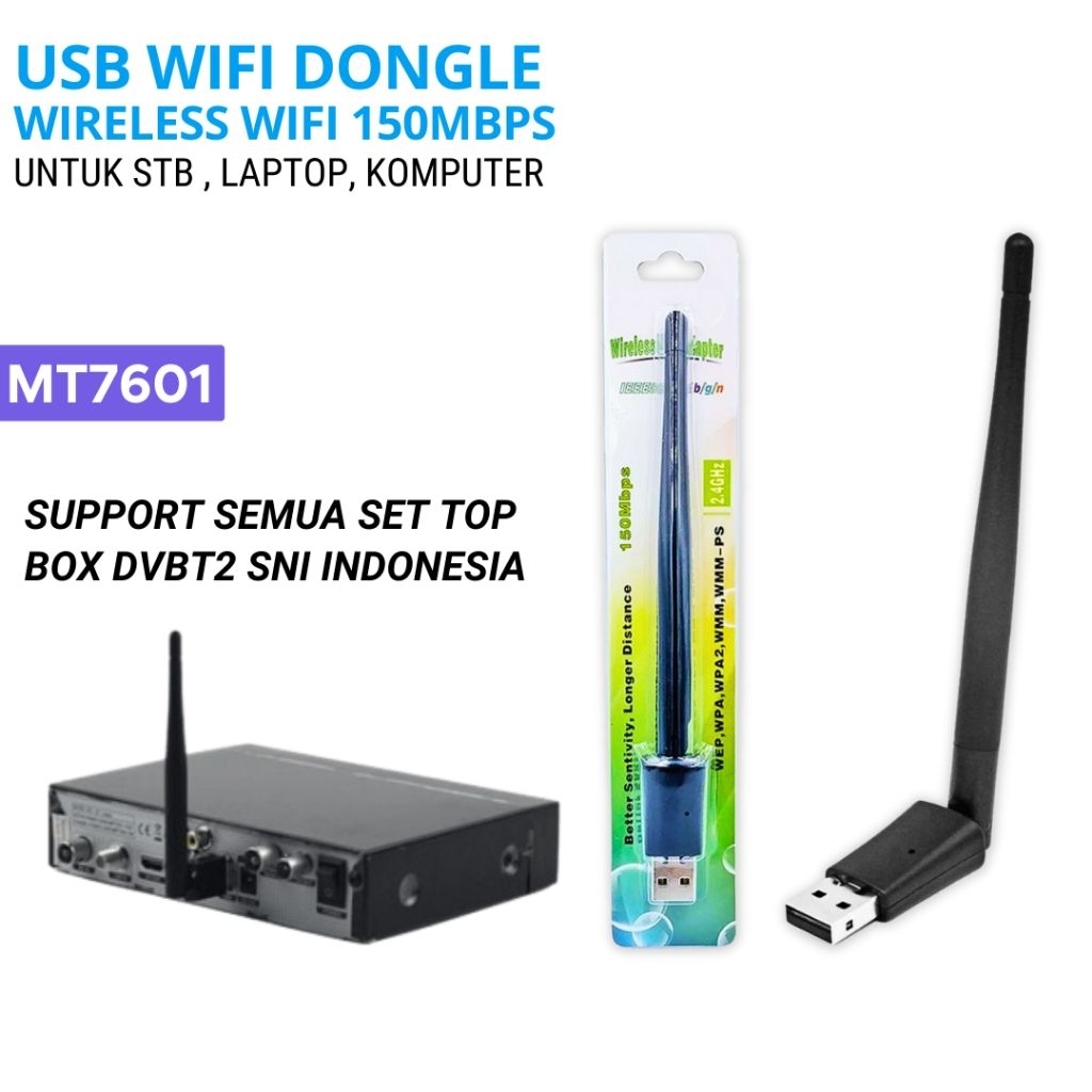 Jual MT7601 USB WIFI ADAPTOR 150Mbps USB DONGLE WIFI WITH ANTENA BISA ...