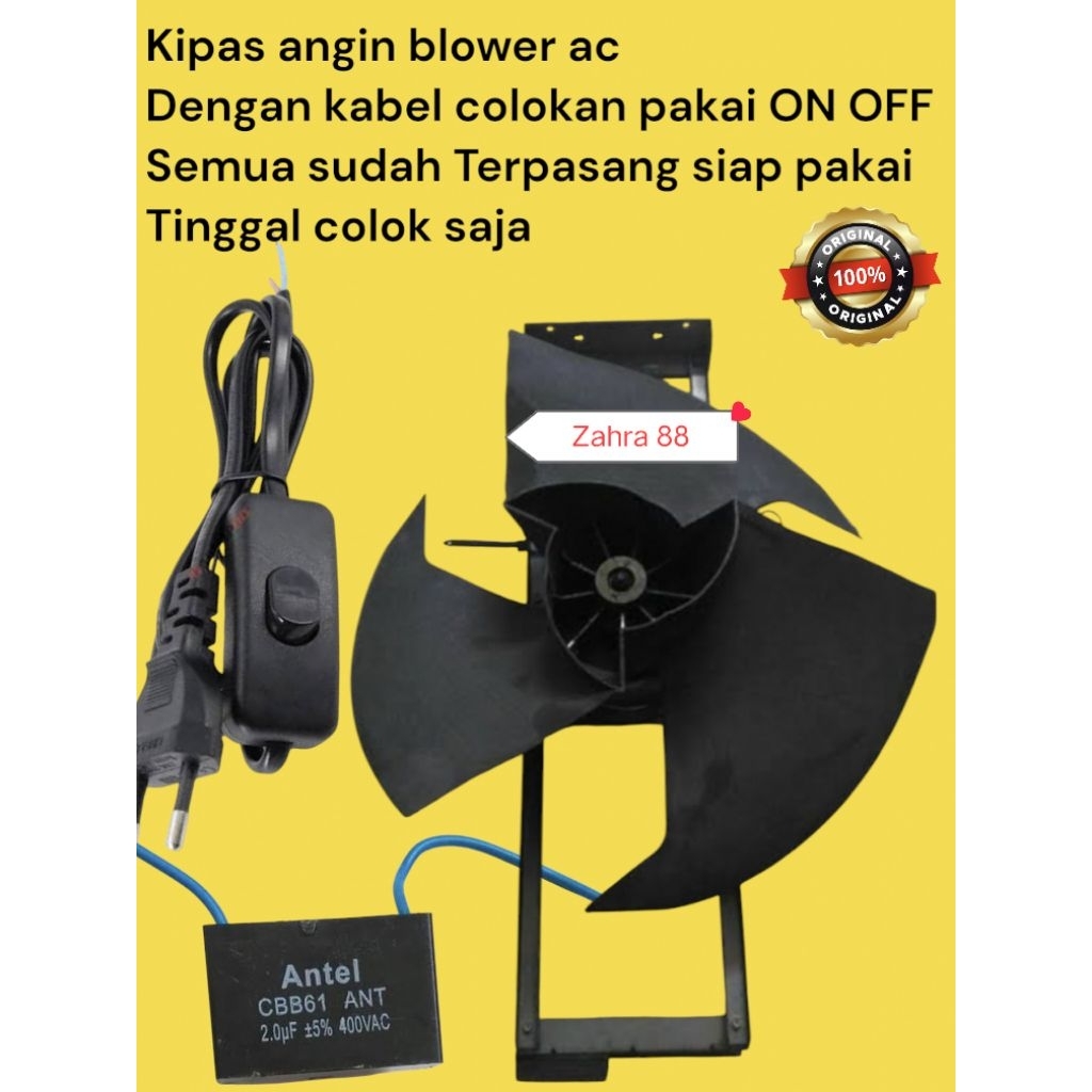 Jual KIPAS ANGIN BLOWER AC 5PK DENGAN KABEL COLOKAN SWITCH ON OFF ...