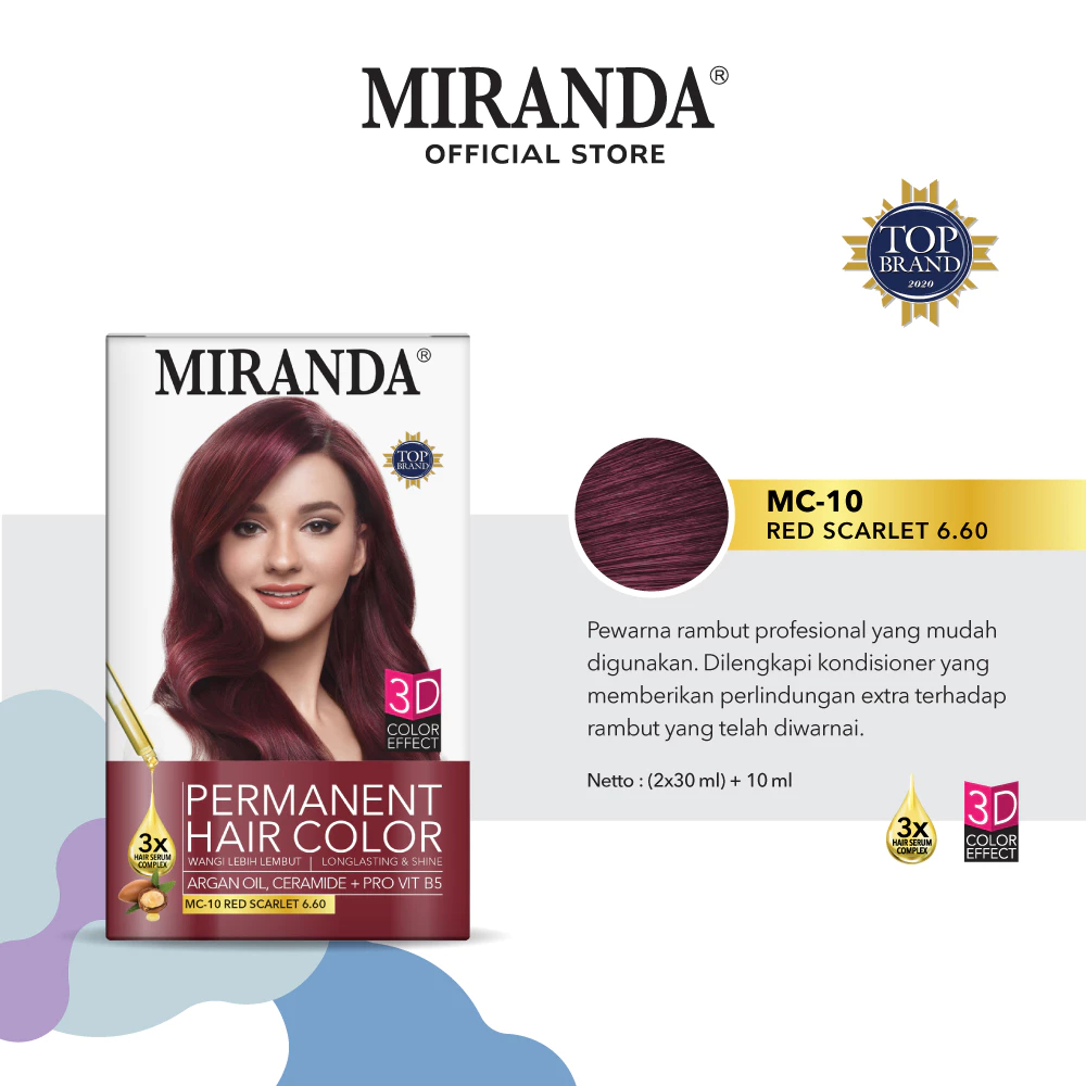 Jual Miranda Hair Color (Cat Rambut Permanen) MC10 Red Scarlet 30ml ...