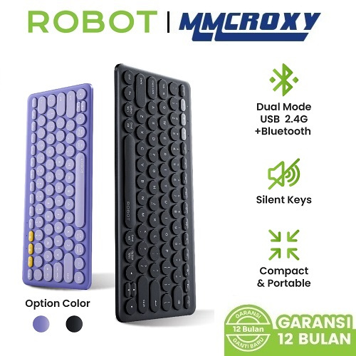 Jual Robot KB40 Keyboard Multi Device Bluetooth 5.0 + Wireless USB 2 ...