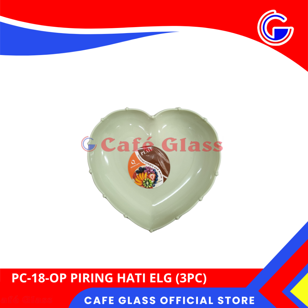 Piring Cekung Plastik Bentuk Hati / Piring Plastik Hijau Pastel Isi 3