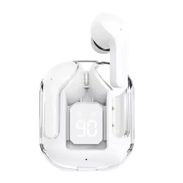 TWS Bluetooth Earphone AIR40 LED Display Case Transparan Headset Wireless Touch Control Gaming