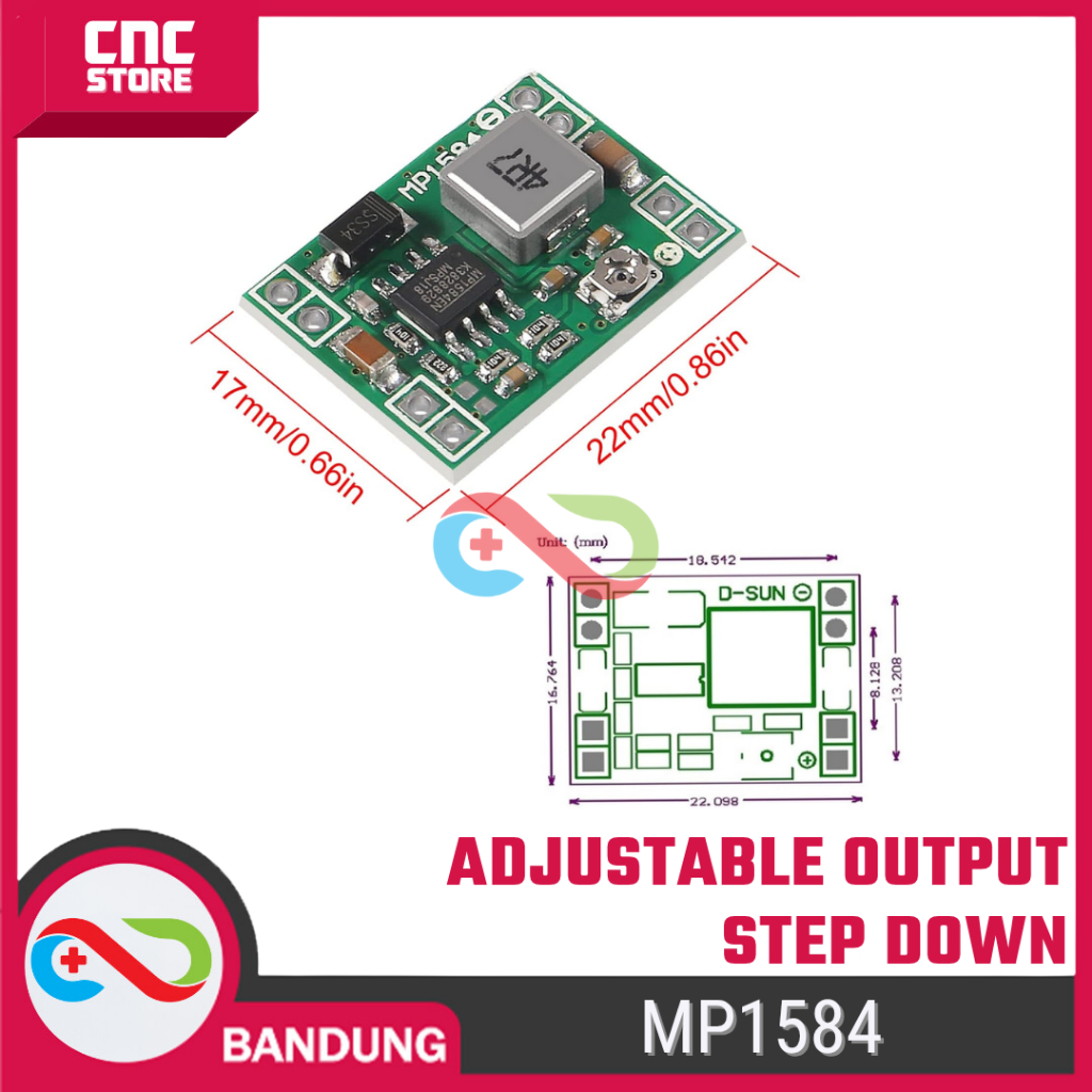 Jual MP1584 Adjustable Step Down DC 3A 4.5-28V ke 0.9-20V – Konverter ...