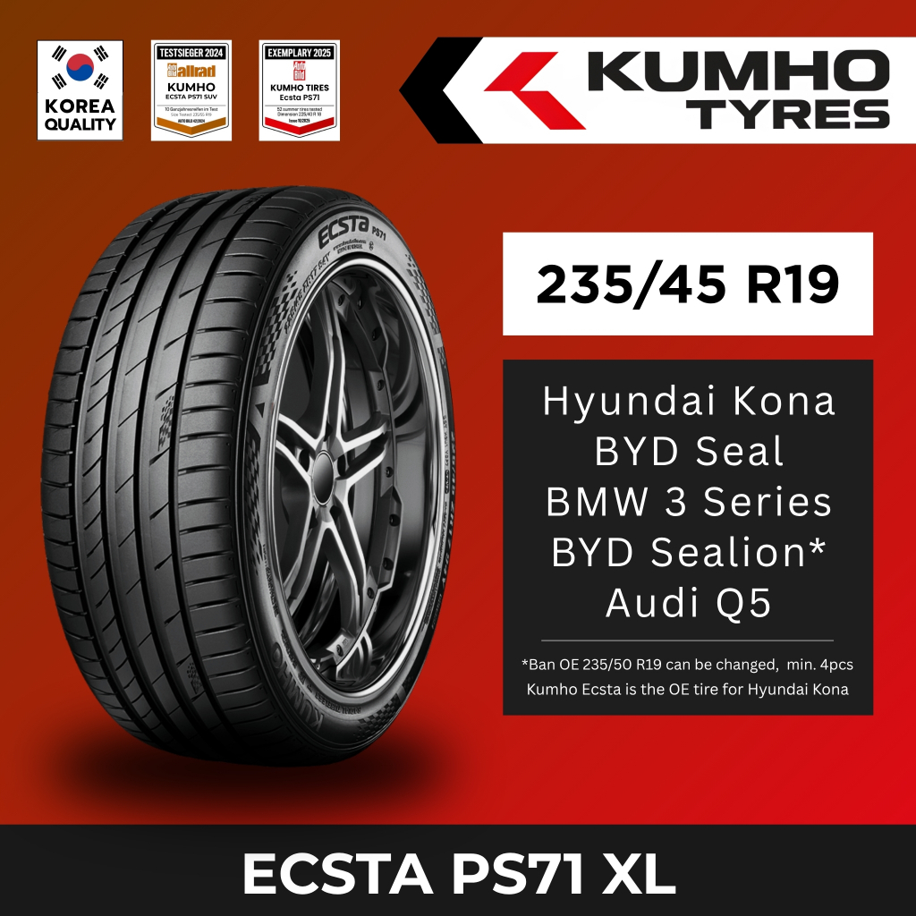Kumho ECSTA PS71 EV 235/45R19+Konaホイール4本 Jual Kumho Tire Ecsta PS71 XL 235/45 R19 99V Ban Import Original