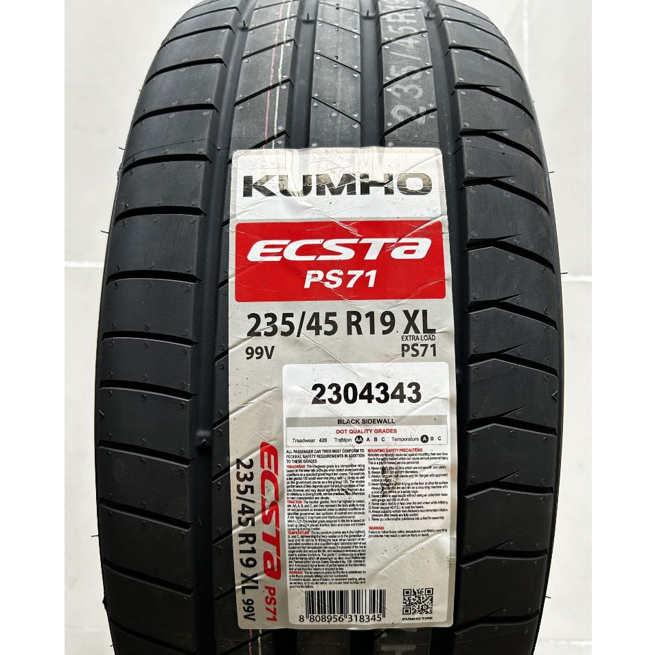 Jual Kumho Tire Ecsta PS71 XL 235/45 R19 99V Ban Import Original