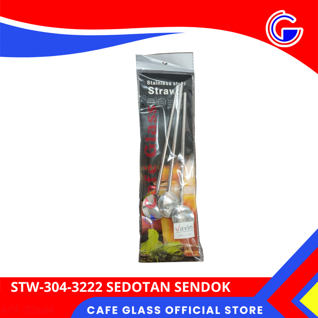 Sedotan Sendok Multifungsi Stainless /Sedotan Bisa Untuk Sendok / Sedotan Lurus Vavin Isi 3