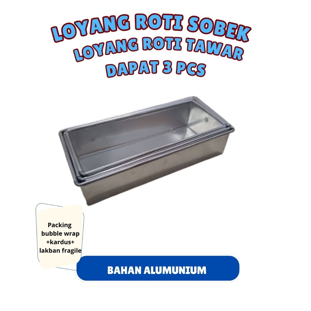 Jual 3PCS Loyang Roti Sobek Alumunium set/Loyang Roti Tawar/Loyang ...