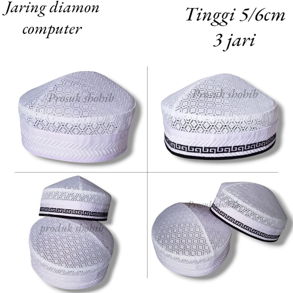 Jual Terbaru peci jaring diamon COMPUTER pendek 5/6cm peci hajir ...