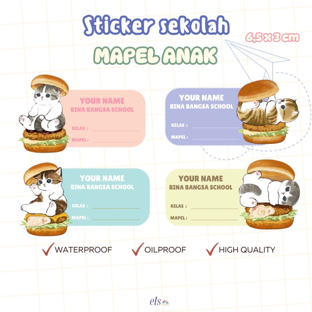 Jual Sticker Pack Label Stiker Sekolah Nama Anak Custom Mapel Mata ...