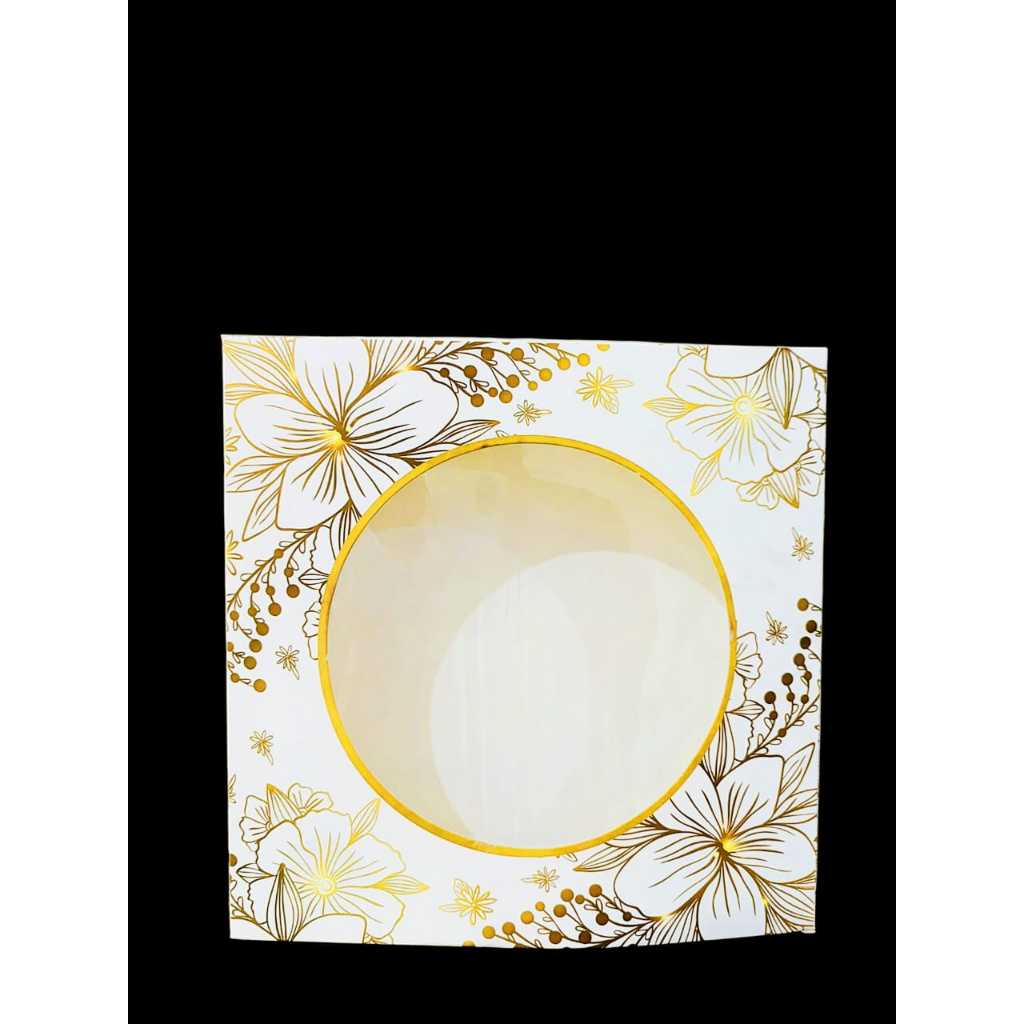 Jual BOX SOUVENIR PIRING 21x5x21 IVORY GOLD FLOWER 300GSM FULLCOLOR MIN ...