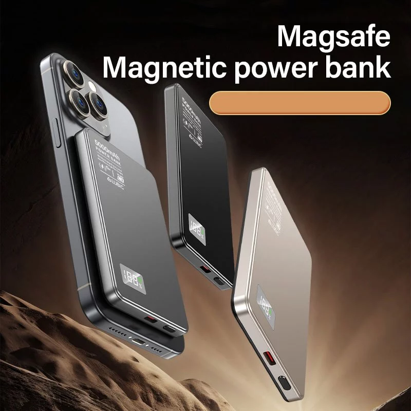 Lubic Powerbank 5000 mAh 3 in 1 Watch Wireless Fast Charging 15 W + PD 20W ULTRA THIN Magsafe