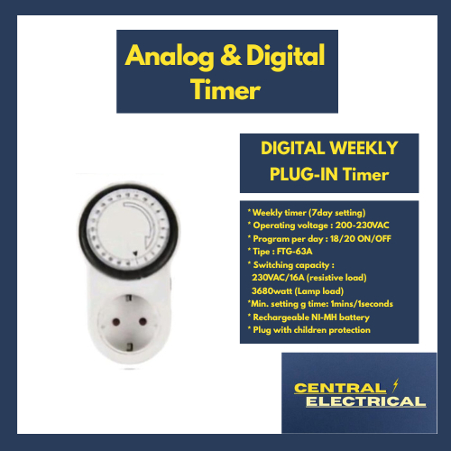 Jual ANALOG PLUG-IN Timer merk FORT Tipe FTG-63A 12-240VAC/DC | Shopee ...