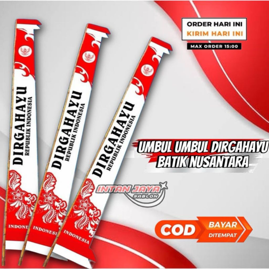 Jual Bendera Umbul umbul Bandir isi 20 PCS Merah Putih Panjang rUmbul ...