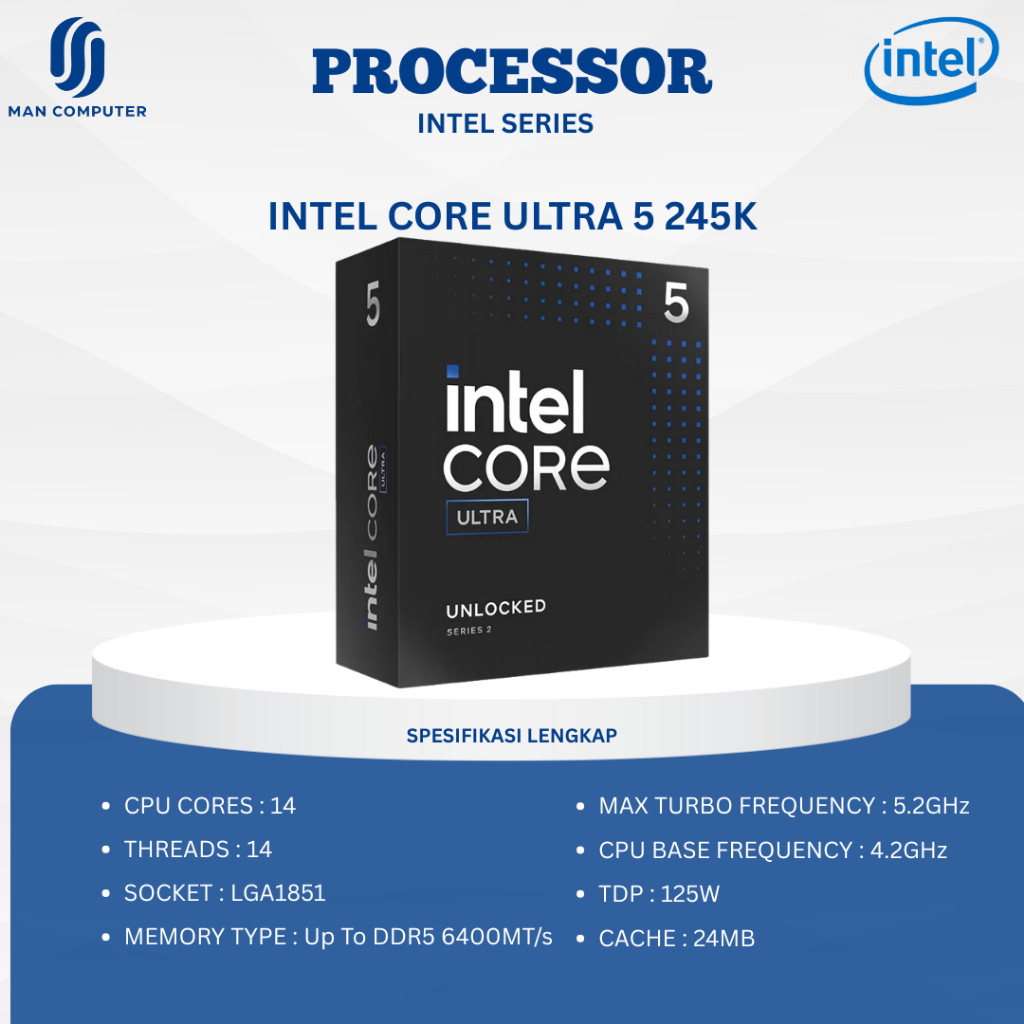 Jual Processor Intel Core Ultra 5 245K LGA1851 14 Cores 14 Threads ...