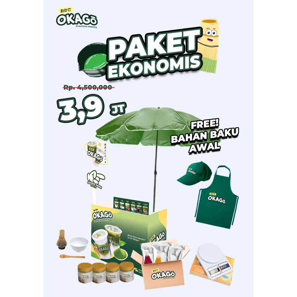 Jual Kemitraan Okago Premium Matcha Paket Peralatan Lengkap Bahan Baku ...
