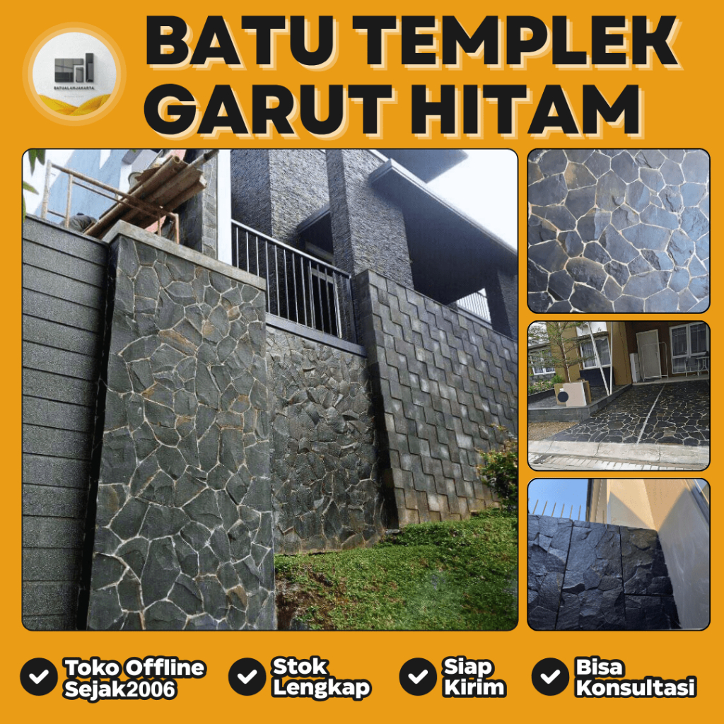 Jual Batu Alam Templek Garut Acak Hitam Cocok Untuk Dinding & Lantai ...