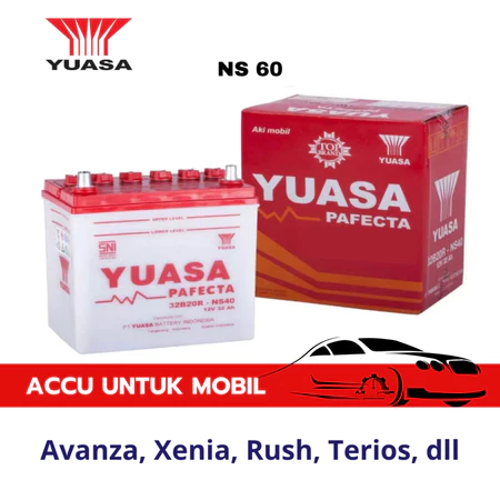Aki Mobil Yuasa NS60 12V 45Ah Untuk Avanza Xenia Rush Terios DLL