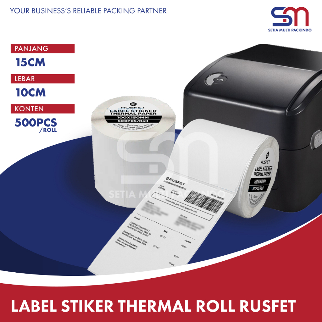 Jual STIKER LABEL THERMAL 100mm x 150mm 500 Pcs KERTAS STICKER PRINTER ...
