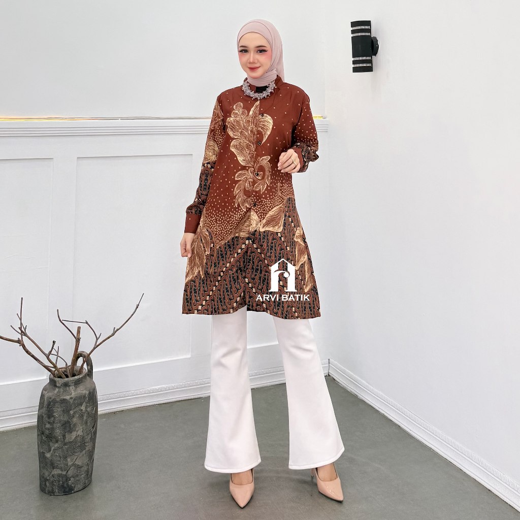 Jual Tunik Batik Terbaru Kekinian Modern Atasan Batik Wanita Kerja