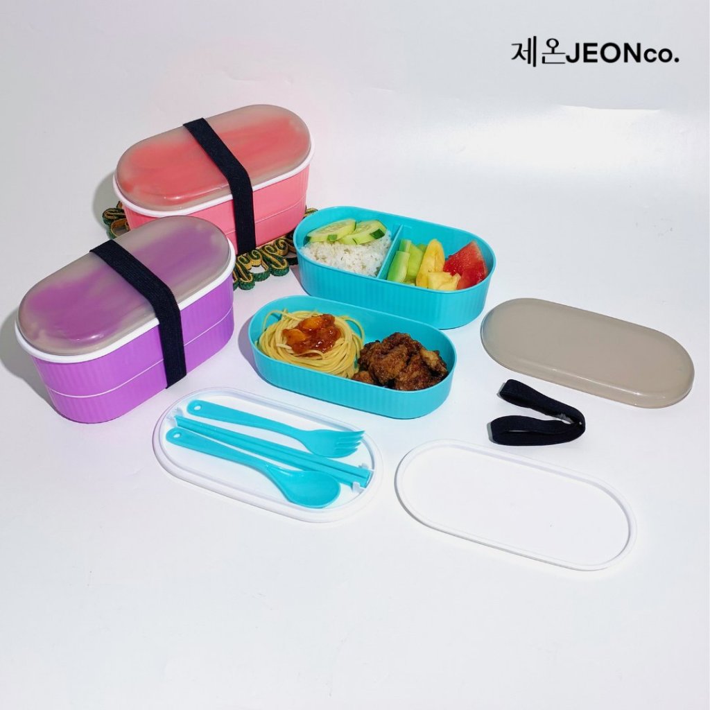 Jual LUNCH BOX 2 tingkat Kotak Makan Tahan Panas tempat bekal set alat ...