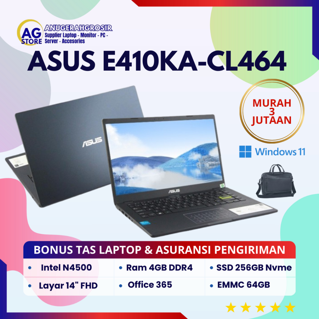 Jual Laptop Pelajar 3 Jutaan Asus E410KA - CL464 Intel N4500 Ram 4gb ...