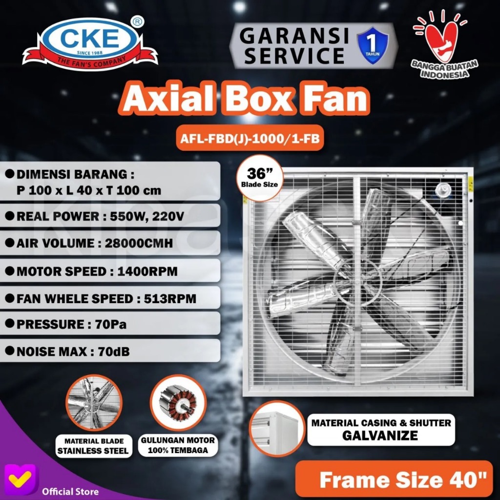 Jual Axial Box Fan CKE AFL-FBD(J)-1000/1-FB 220 Volt Exhaust Fan ...