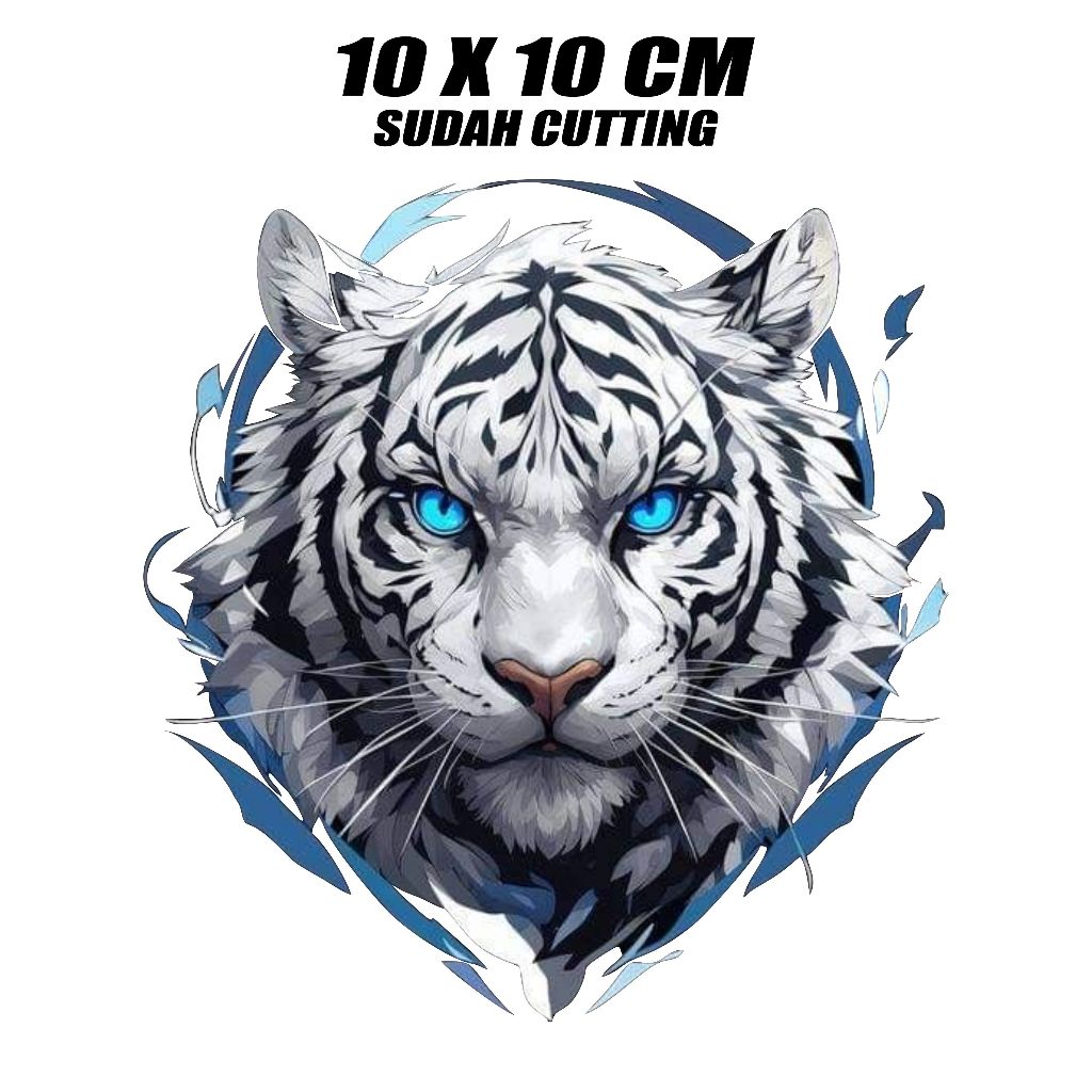 Jual STICKER KEPALA HARIMAU PUTIH 10CM X 10CM-STICKER UV TRANSPARAN ...