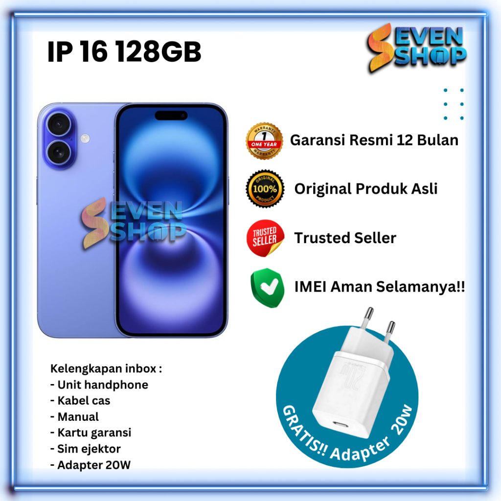 Jual iP 16 128GB 256GB Garansi 12 Bulan GARANSI RESMI | Shopee Indonesia