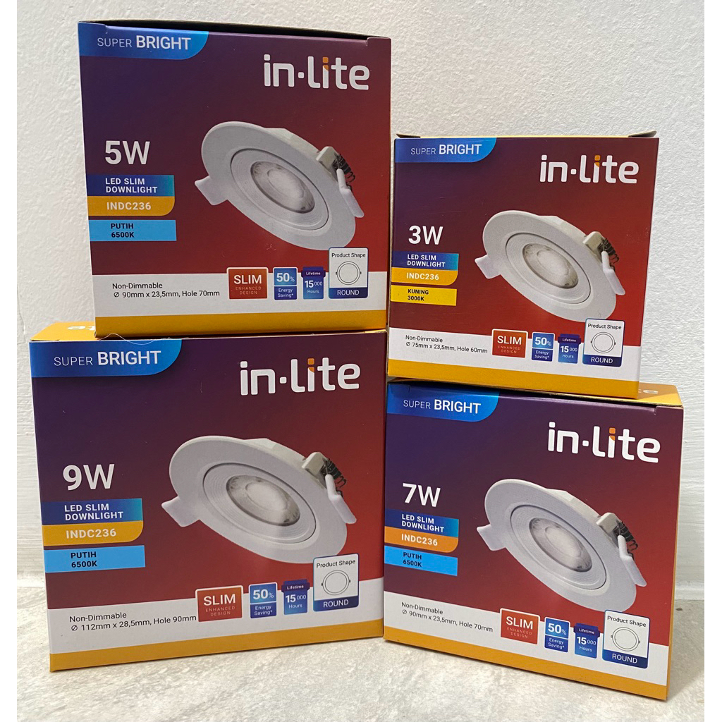 Jual In-Lite Led Slim Downlight INDC236 In-Lite Spotlight, Lampu Plafon ...