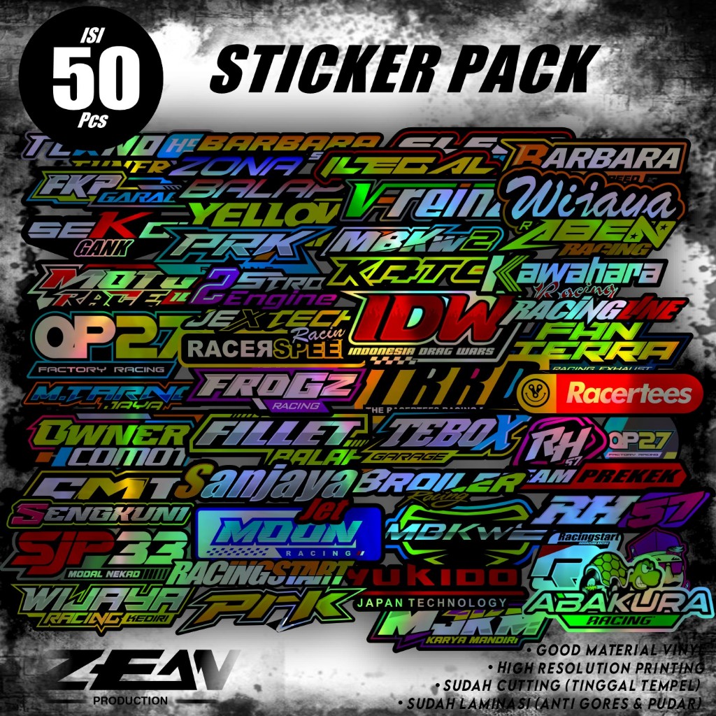 Jual (PROMO COD) TERBARU Sticker sponsor racing bengkel balap isi 50 ...