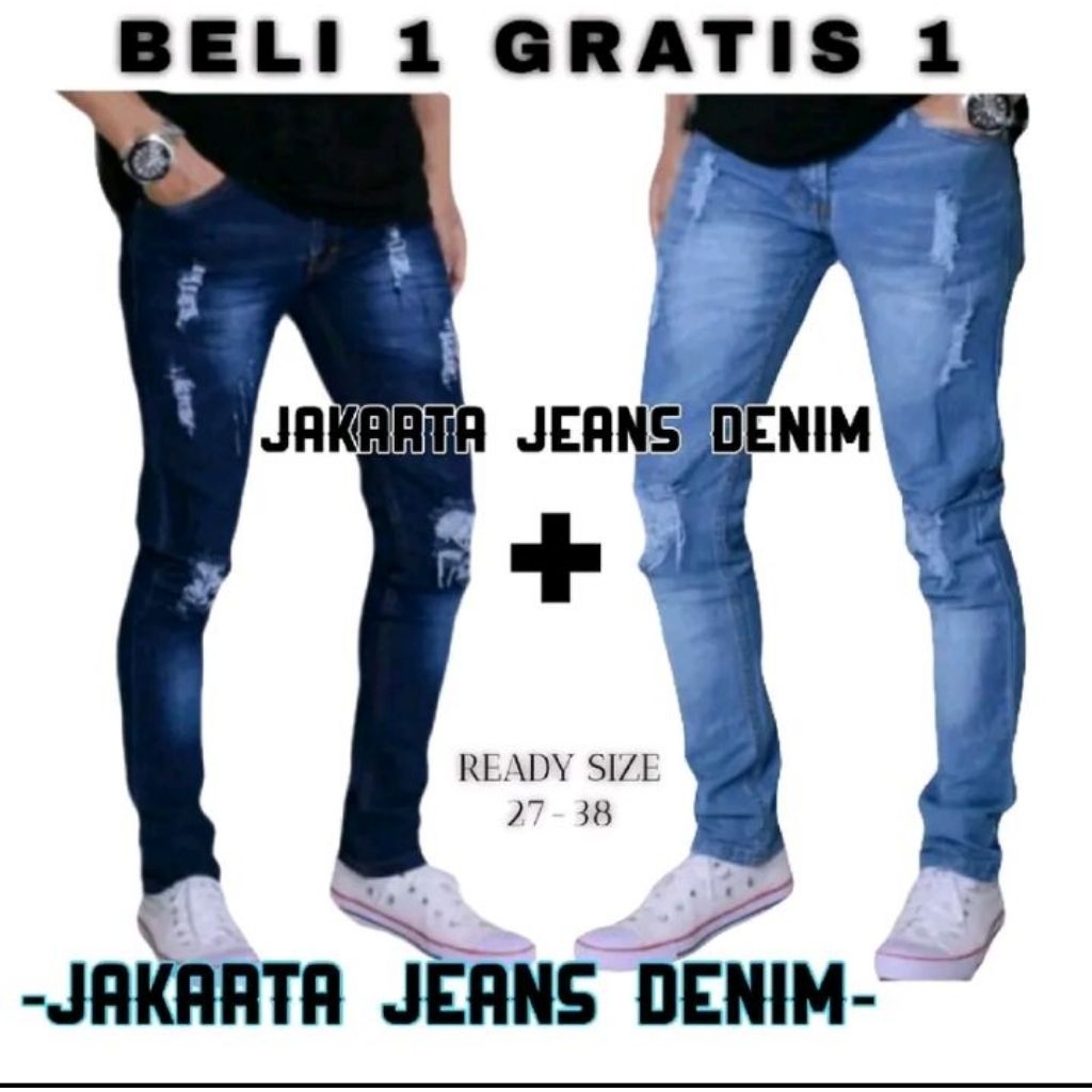 Jual (PAKET HEMAT ISI 2PCS)Beli Satu Gratis 1pcs Celana Jeans Pria