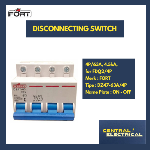 Jual FORT Disconnecting Switch 4P/63A, 4.5kA, for FDQ2/4P merk FORT ...