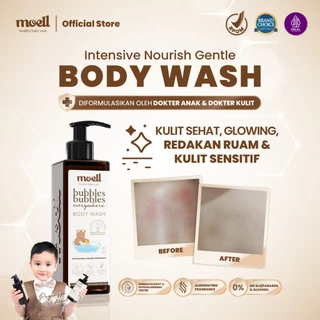 Moell Gentle Body Wash Bayi Anak 185gr Kulit Kering dan Sensitif - Sabun Mandi Tanpa SLS & Alkohol - Melembapkan dan Meredakan Eksim/Iritasi - Skincare Bayi - Skincare Anak