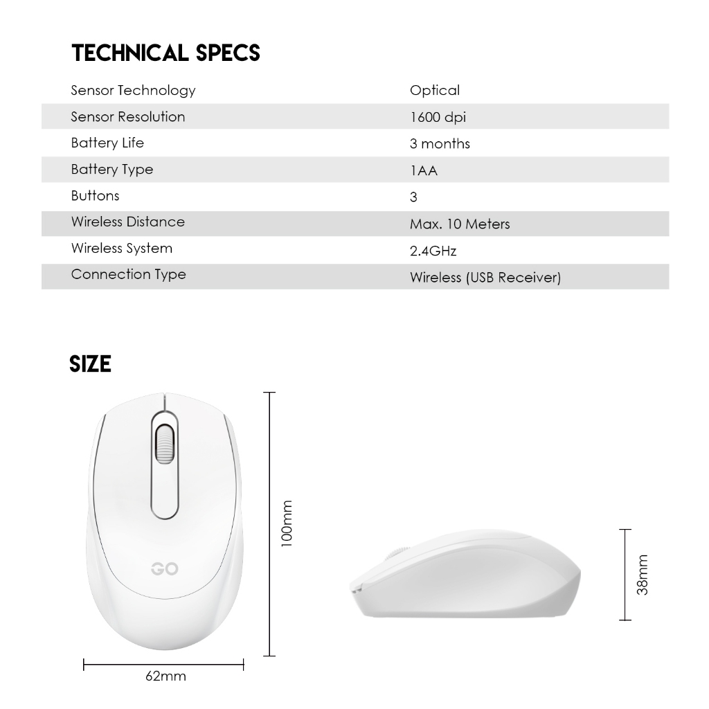 Jual Mouse Wireless Office FANTECH GO W603 USB Wireless 2.4Ghz 1600 DPI ...