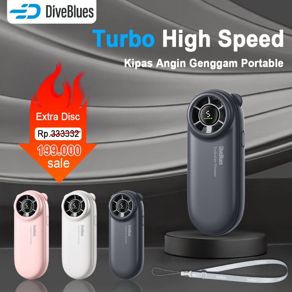 Jual Diveblues Black Mini Kipas Turbo Wind Speed Angin Digital Display ...