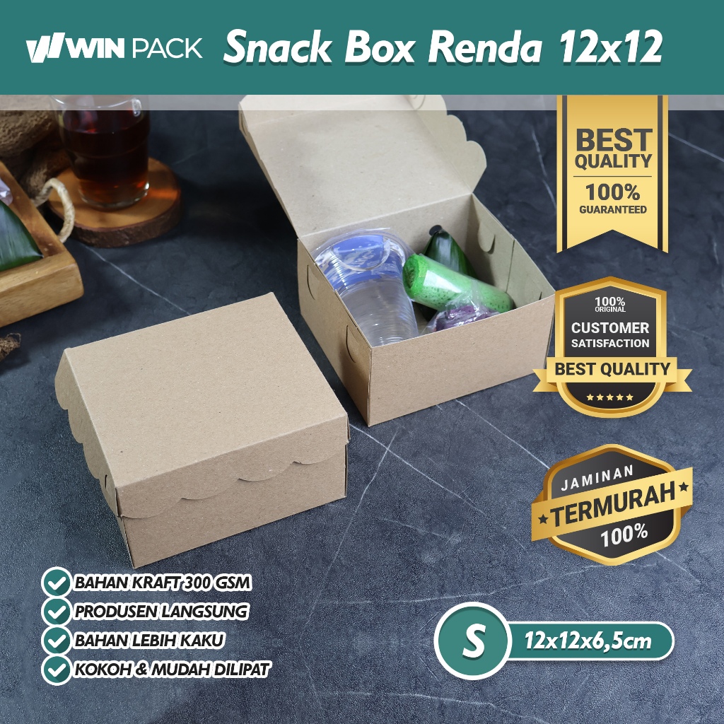 Jual ISI 50 PCS SNACK BOX | DUS KUE | SIZE S 12x12 | KRAFT 300 GSM ...