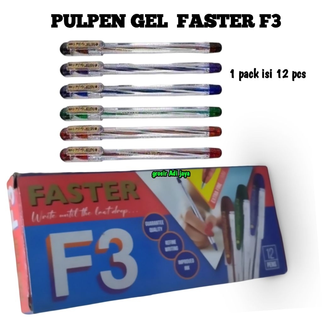 Jual pulpen gel FASTER F3 1 pack isi 12pcs | Shopee Indonesia