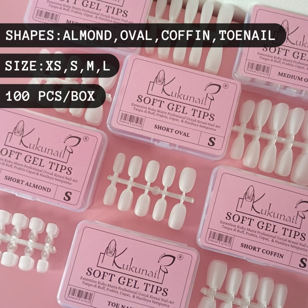 Jual Kukunail Soft Gel Tips Nail Extention Profesional Isi 100psc ...