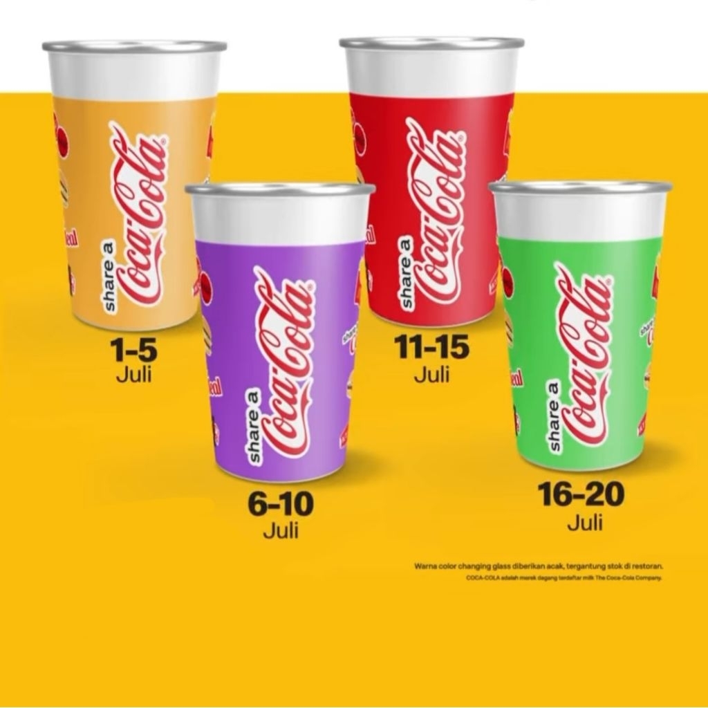Jual McD - Color Changing Glass Share A Coke Series (4Colors) | Shopee ...