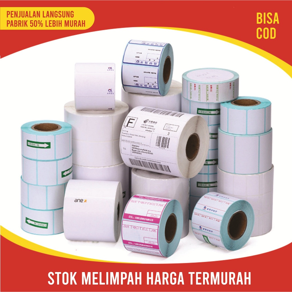 Jual Kertas Label Thermal Ukuran 100x80mm Resi Barcode Roll 500 Lembar ...