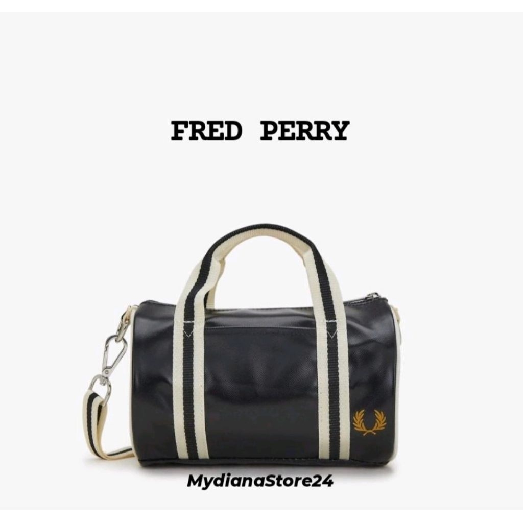 Jual FRED PERRY - FRED PERRY CLASSIC MINI BARREL BAG - BLACK/ECRU ...