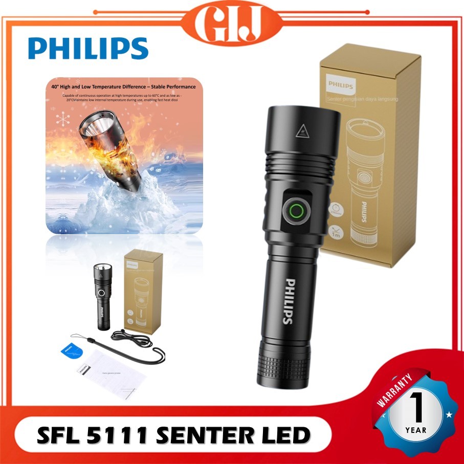 Jual Philips Lampu Senter LED SFL5111 Body High Allumunium Alloy Tahan ...
