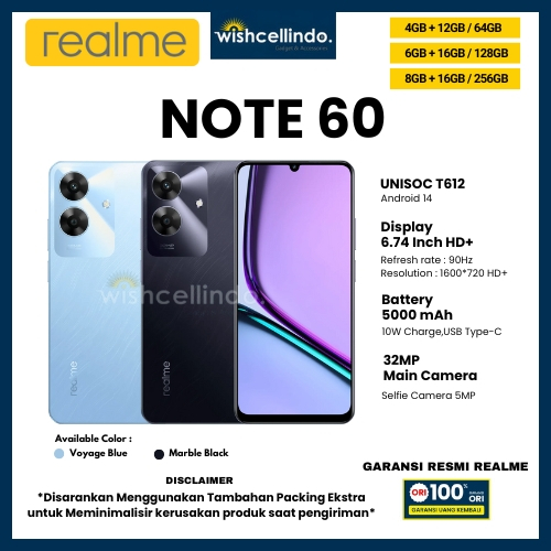 Jual REALME NOTE 60 6/128 GB,NOTE 60X 4/128 GB,dan NOTE 60X 4/64 GB ...