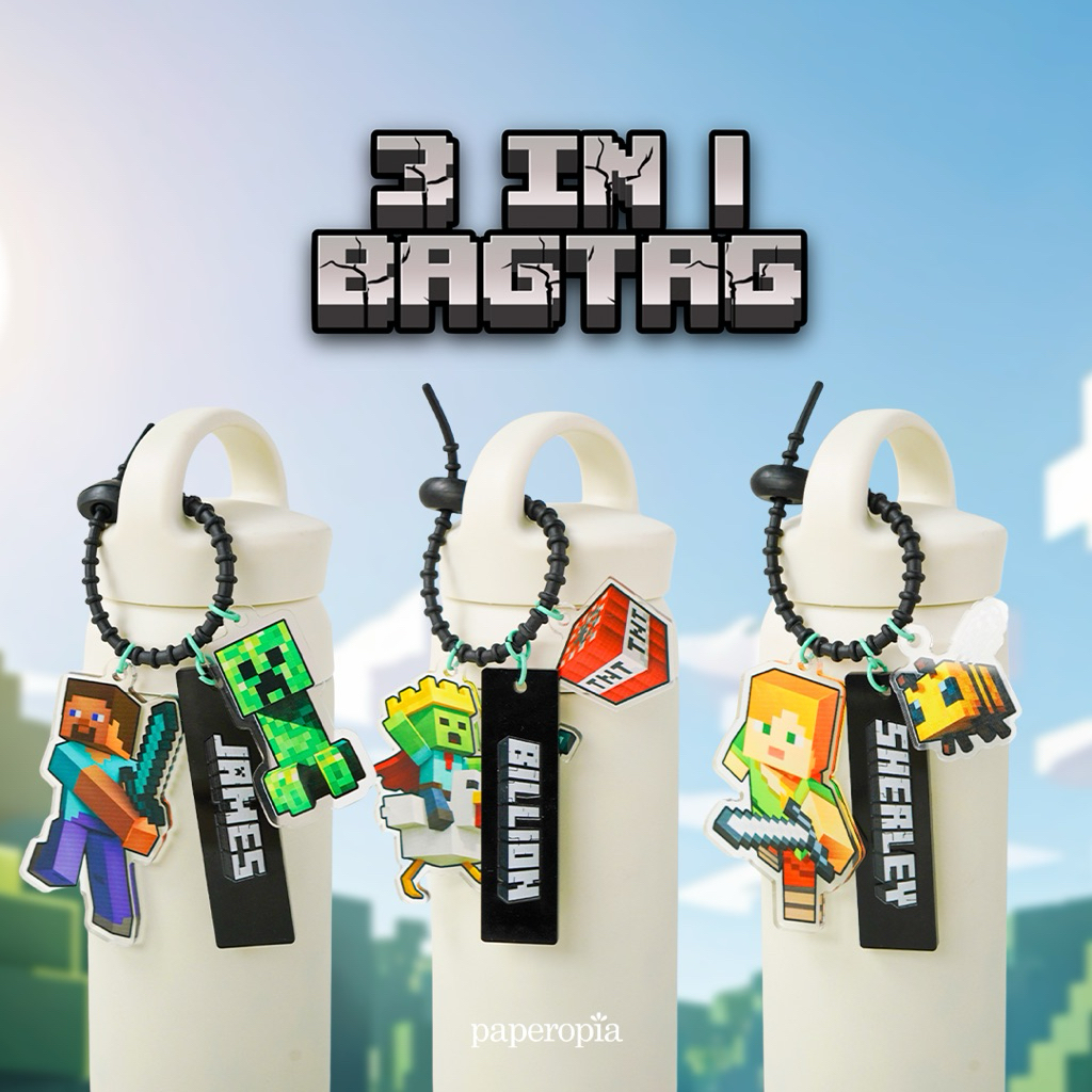 Jual MINECRAFT bag tag 3in1 gantungan tas sekolah custom nama | Shopee ...