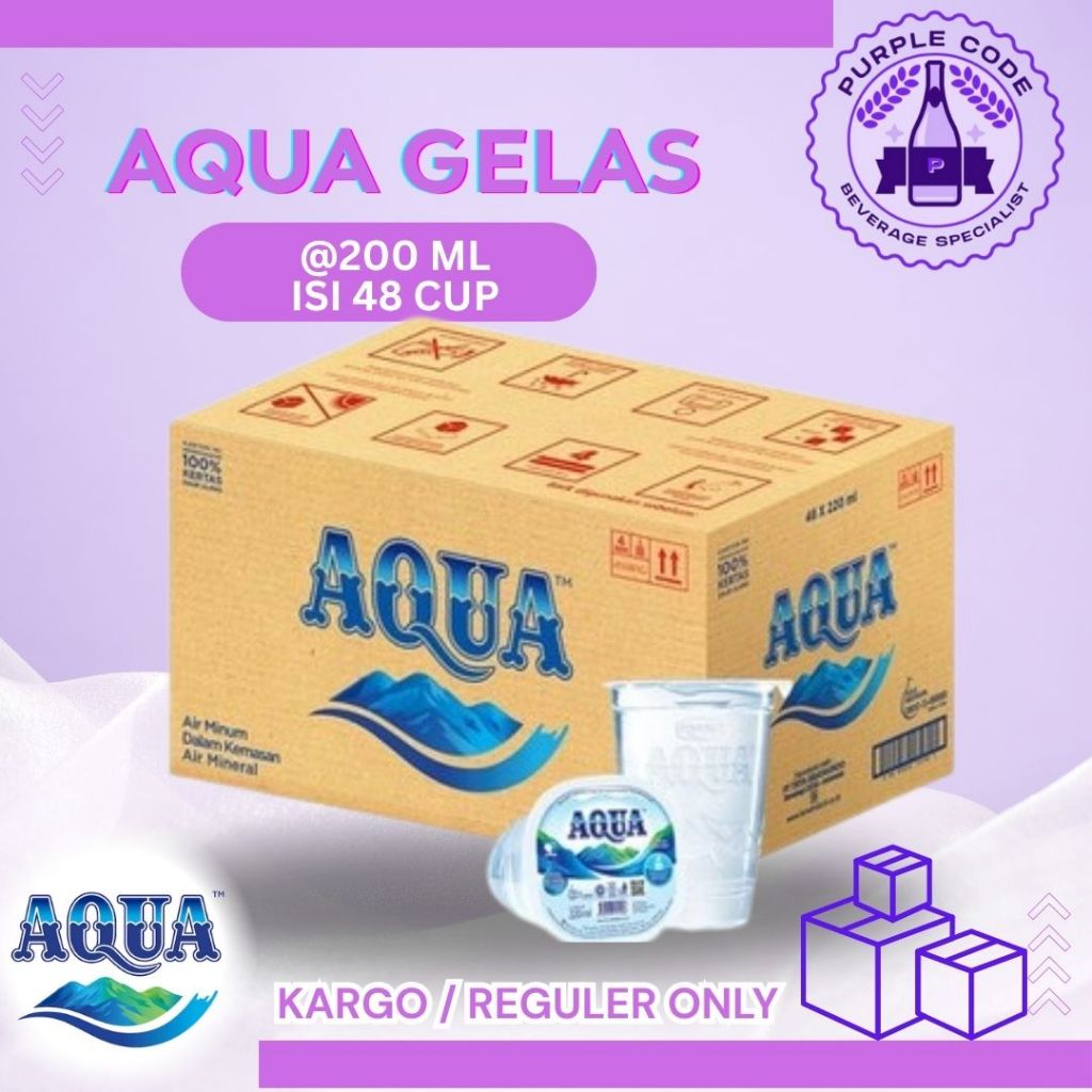 Jual (KARGO / REGULER) AQUA GELAS DUS 220ml Isi 48 CUP Per Karton