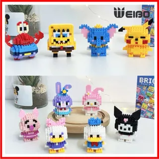 WEIBO DIY Susun Blok Bangunan Mini Kartun Bricks DIY Mainan Balok Nano Block Model Kartun Bricks Toys Diy Balok