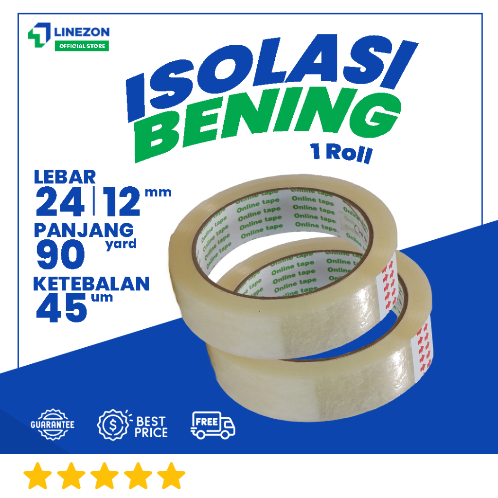Jual Isolasi Bening 90 Yard 24 - 12 mm FULL / Lakban / Solatip Online ...