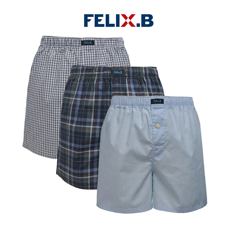 Jual Felix.B Men's Woven Boxer Katun 3 In 1 FB5117 | Shopee Indonesia