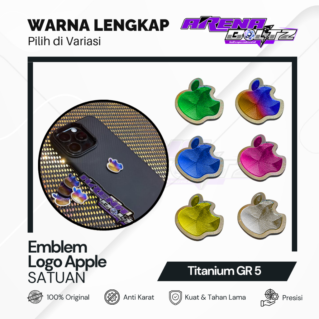 Jual Emblem Logo Mac / Iphone / Apple / Apel Titanium GR5 Original ...